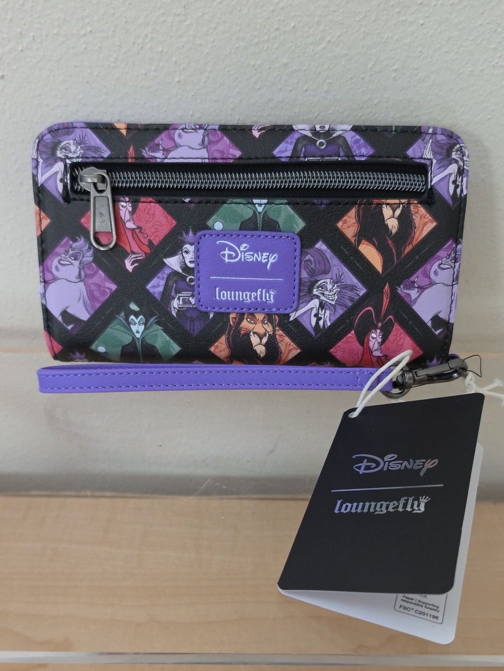 Disney Loungefly Villains Zip Wallet - Black & Purple